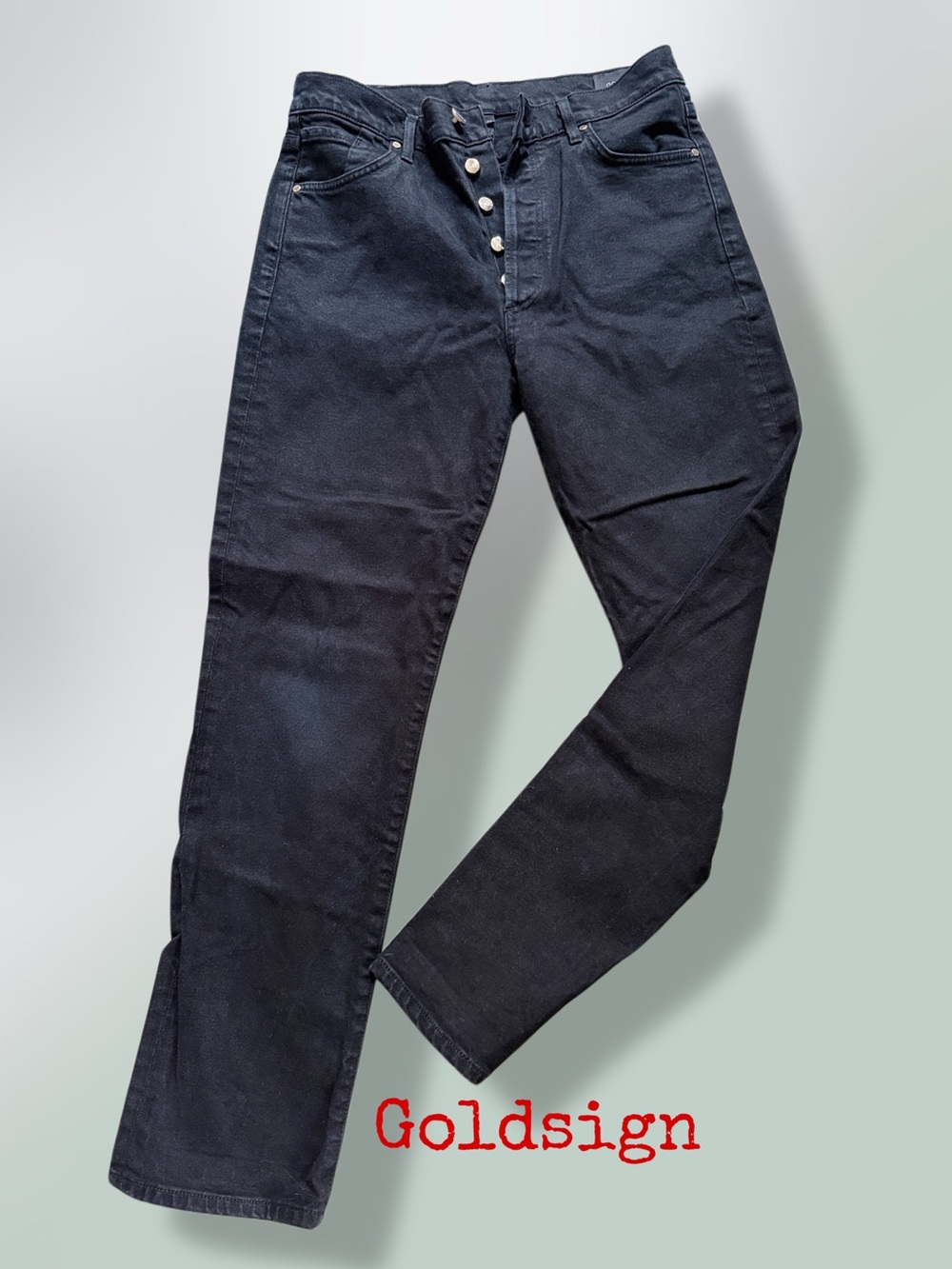 GOLDSIGN 
Black Slim Button-Fly Jeans